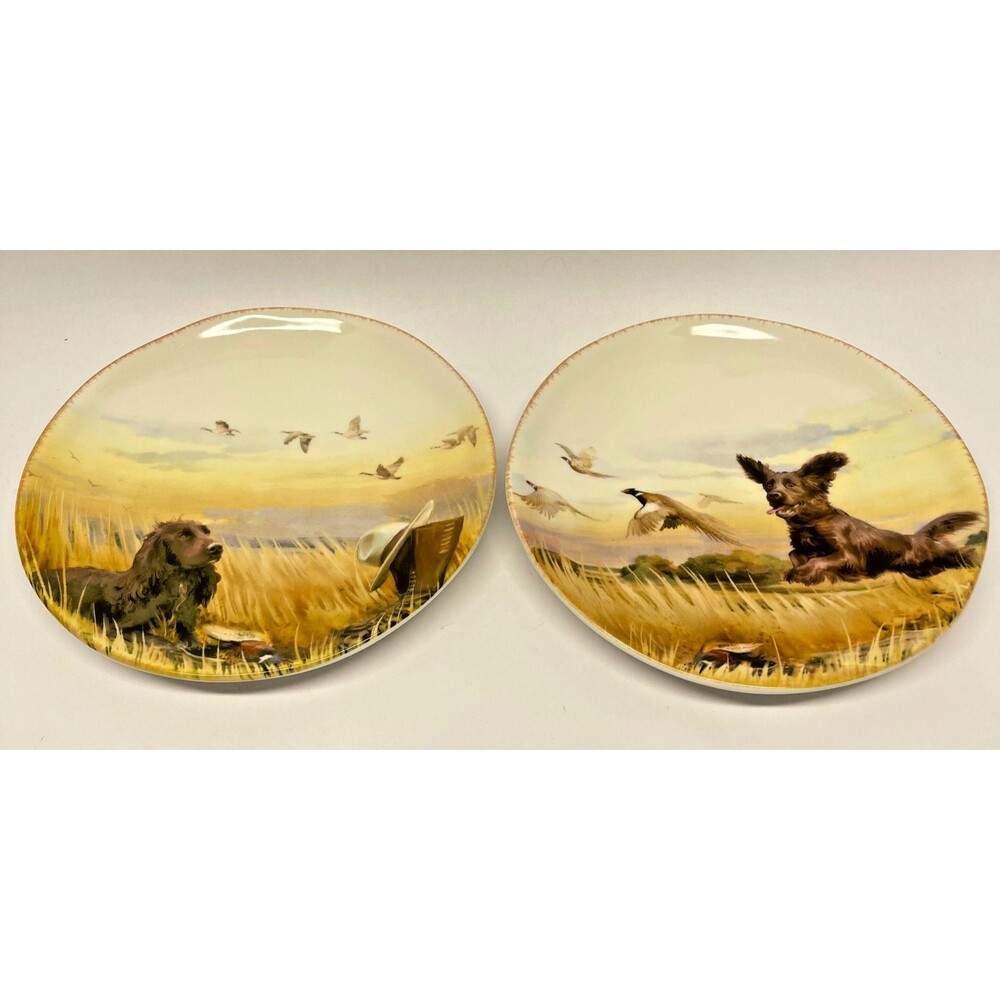 Southern Tails Southern Living Dillard’s Hunting Dog Plates Set 2 Stoneware 8.5”